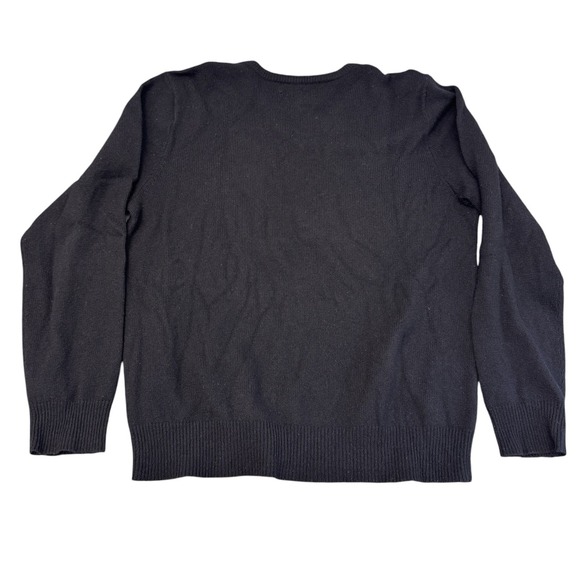 Polo Ralph Lauren Men 100% Lambs Wool L Black V Neck Sweater Logo Preppy Classic - Picture 2 of 12